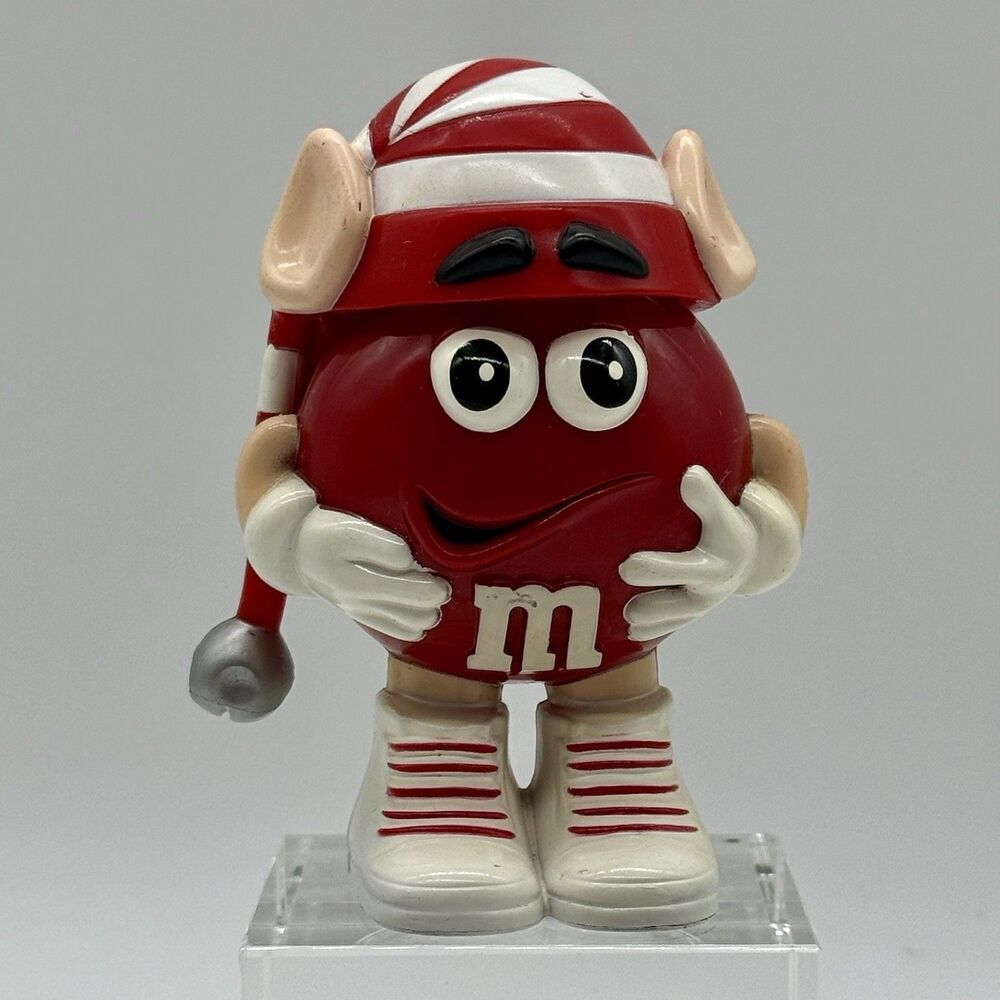 M&M's Mini Character Christmas Theme Red With Red And White Hat‎ 3.5"